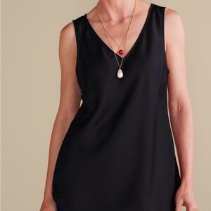 ⭐️HP! Soft Surroundings Sleeveless Blouse in Black Satin. Size XLP. New!